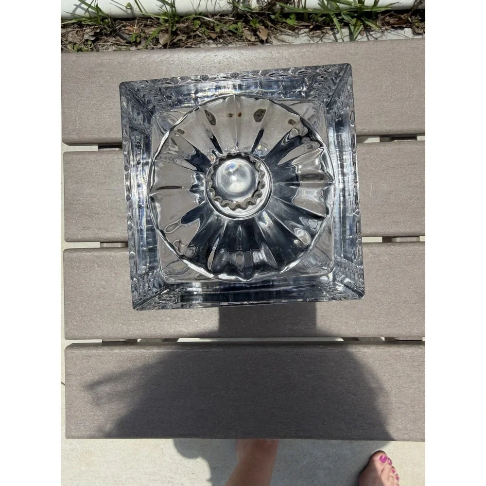 Shannon Crystal Dublin Crystal Glass‎ Revolving Photo Cube Frame w/ Base Lid